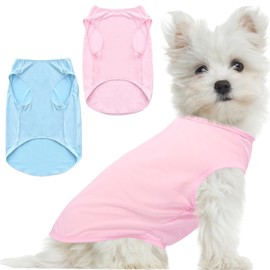 Nanaki 2 Pack Quick Dry Small Dog Shirts-Stretchy T-Shirts, Sun Protection Tank Top Soft Mesh Lightweight Breathable Sweatshirt, Pullover Dog Vest Pajamas, Ideal for Spring Summer