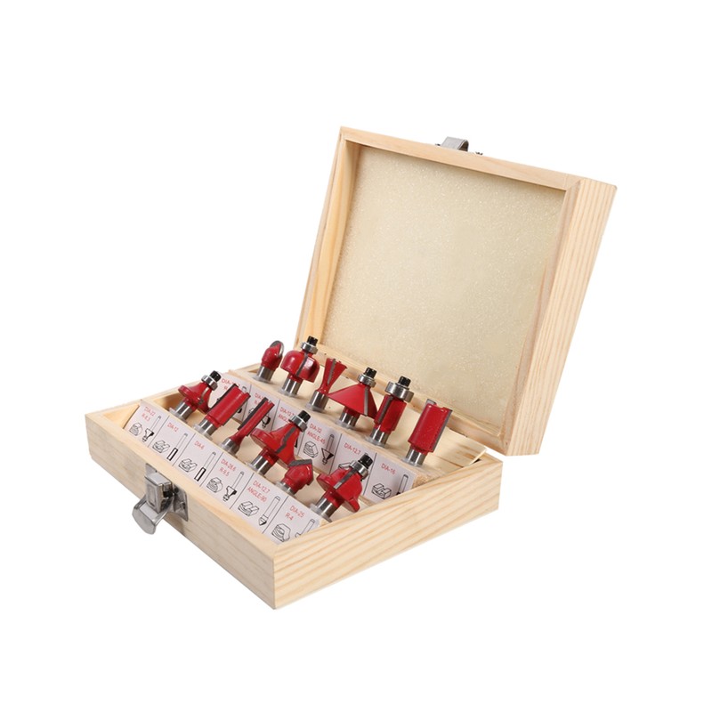 12pcs 8mm Shank Cemented Carbide Router Bit Woodworking Cutter Bit
