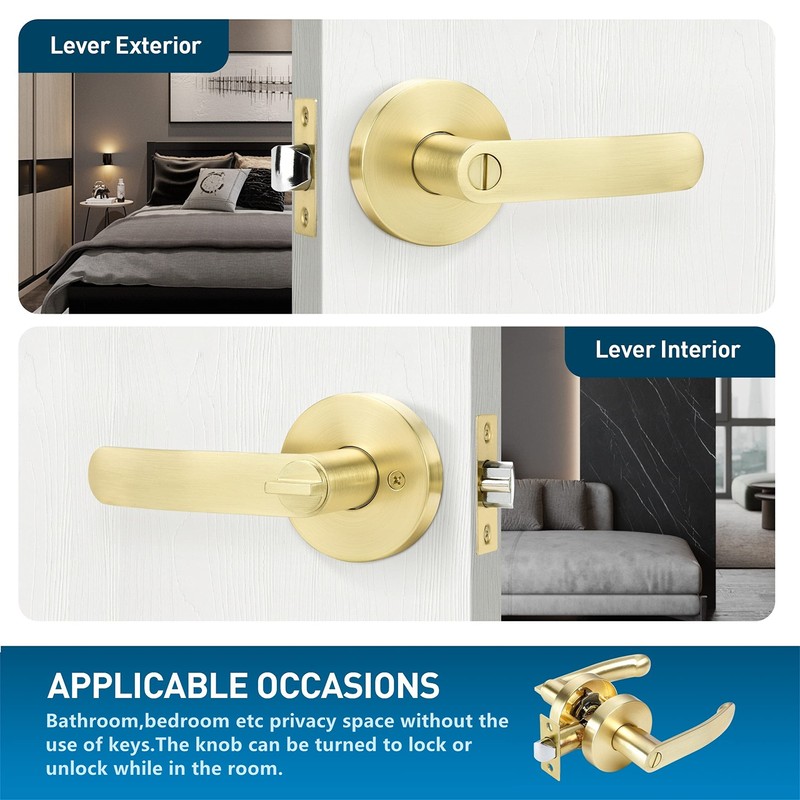 Leydebong 4 Pack Privacy Door Lock Door Handle Lever Keyless