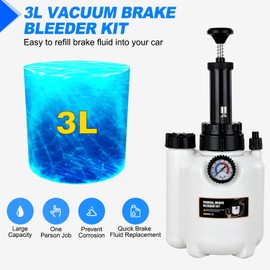 GOOACC Brake Bleeder Kit 3L Manual Brake Bleeder Vacuum Pump Brake Clutch Pressure Bleeder Flush Kit with 3L Fluid Extractor 1L Refilling Bottle E20 Master Cylinder Adapter Brake System Bleeding Tool