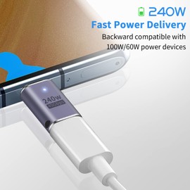 Poyiccot USB C Extension Adapter 240W, USB Type C Extension Adapter 40Gbps, USB 4 Type C Extension Adapter USB-C Converter Adapter, 8K @ 60Hz Video Output Thunderbolt 4/3 Type C Male to Female