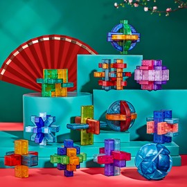 Holzsammlung Pack of 12 3D Puzzle Brainteaser, Plastic Thinking Sports Logical Toy, Plastic Games, Puzzle Games, Patience Game, IQ Test Puzzle Set, Logic Games, Puzzles, Thinking Game for Adults,