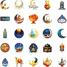 COACOM 100 Moon Theme Stickers, Waterproof Stickers, Retro Style Stickers, Gift Stickers, Home Decoration