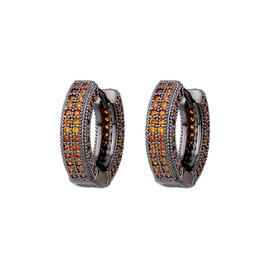 OYOGAAA Black Hoop Earrings For Men - Colorful Cubic Zirconia Red Green Black Daimond Cartilage Earrings Fashion Trendy Women Mens Hoop Huggie Aretes Negros Para Hombre-Orange