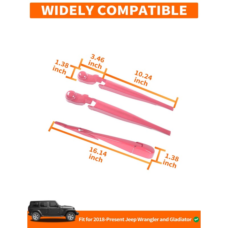 Savadicar 3-Piece Pink Windshield & Rear Wiper Trim Set for