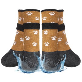 BEAUTYZOO Anti Slip Dog Socks Boots, Dog Shoes for Hot/Cold Pavement Snow Rain Days,Waterproof Grip Dog Booties Paw Protector for Hardwood Floor, Prevent Licking for Small Medium Large Senior Old Dogs