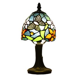 HUORUIKY Tiffany Lamp Butterfly Stained Glass Bedside Nightstand Table Lamp,Handcrafted Small Lamps for Living Room Bedroom+3-Way Color Temperature LED Bulb,Gifts for Home Decor,6X6X13Inch