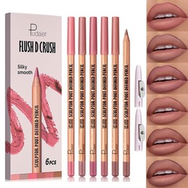 6 PCS Lip Liner Pencil Set - Matte Nude Lip Contour Lipliner, Waterproof Long Lasting Lipstick Lip Liner Set, Smudge-Proof Lip Liner Pen (# New 01)