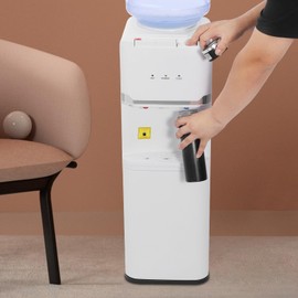 Top Loading Water Cooler Dispenser for 5 Gallon Bottles, 3 Temperatures with Hot, Room & Cold Spouts, Water Cooler with Child Safety Lock, LED Display with Empty Bottle Alert (White)