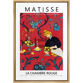 SIGNLEADER Framed Canvas Print Wall Art Henri Matisse The Red Flower Room Nature Wilderness Illustrations Fine Art Rustic Scenic Relax/Calm Colorful for Living Room, Bedroom, Office - 24"x36" Natural