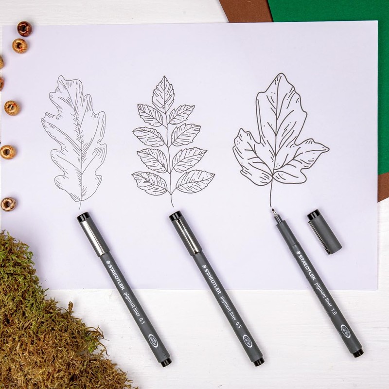 STAEDTLER 308 Pigment Liner Fineliner Pens | Black Fineliners Wallet