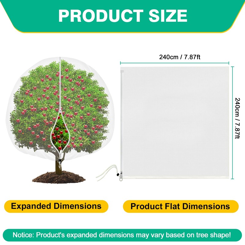 2 Pack Spring Fruit Tree Netting Sets with Zipper Drawstring,