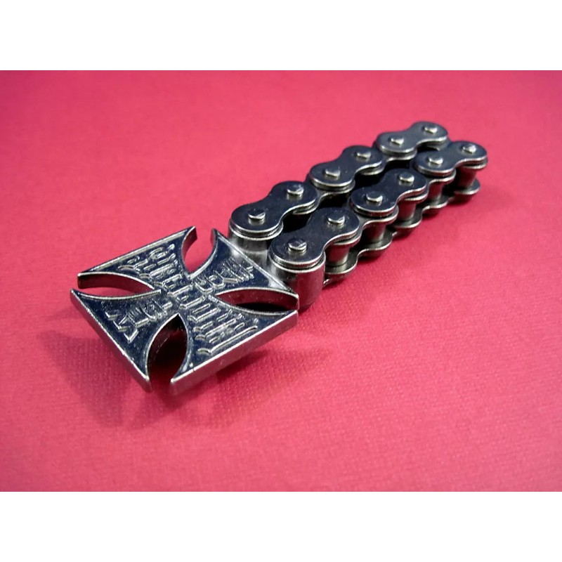WEST COAST CHOPPERS Iron Cross Logo Motorcycle Chain Beer Bottle