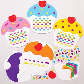 Baker Ross AT394 Cupcake Weaving Kits - Pack of 6, Introductory Sewing for Beginners and For Kids Arts and Crafts Projects, Blue,Green,Pink,Purple