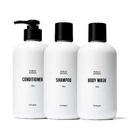 Public Goods Artículos esenciales de ducha para hombres y mujeres | Champú natural, acondicionador y gel de baño | Fabricado con aceites esenciales or