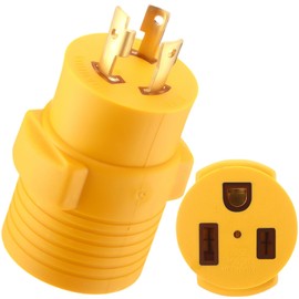Kanayu Generator Welder Adapter Compatible with NEMA L6-30P to 6-50R 3 Prong 30 Amp Locking Male Plug to 50 Amp Female Receptacle Adapter Generator RV EV Charger Power Cord Connector (Yellow)