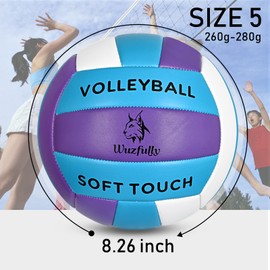 Wuzfully Volleyballs Soft Touch Indoor Outdoor Beach Volleyballs for Indoor and Outdoor Use, Size 5