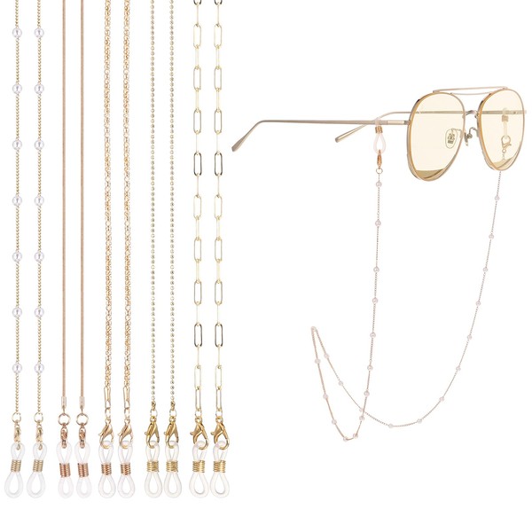 Teblacker 5 pcs Eyeglass Chains Beaded Glasses Chain Holder String