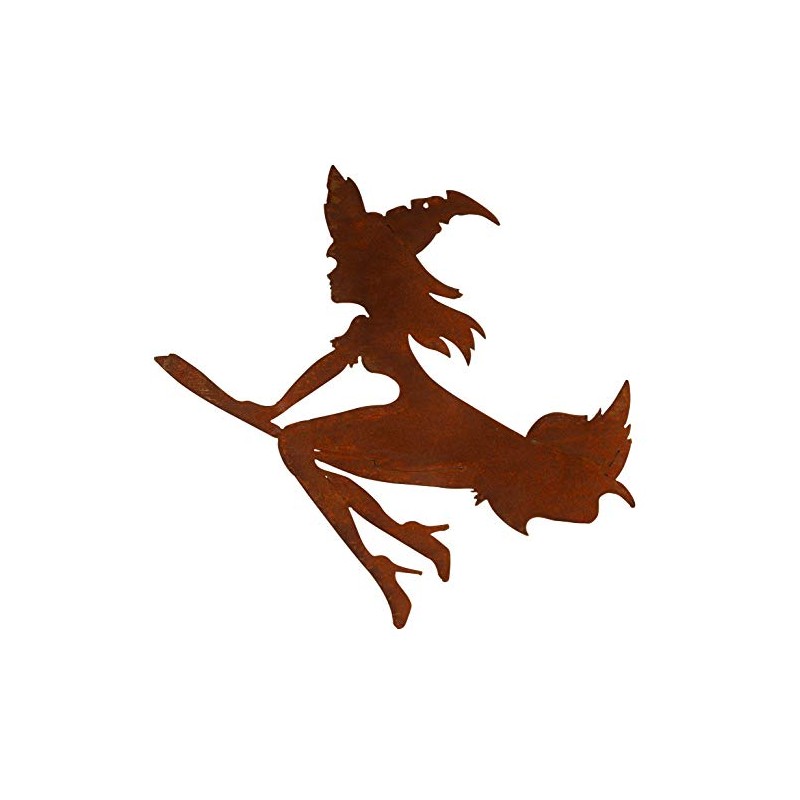 Bornhöft Garden Stake Witch Metal Rust Garden Decoration Patina (Hanging
