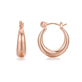 Cocadant Chunk Small Rose 14K Gold Hoop Earrings for Women,Hypoallergenic Sterling Silver Post Thick Hoop Earrings Lightweight