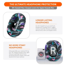 WC SweatZ Max - Protective Earpad Covers for Airpods Max Made by Wicked Cushions | Sweatproof & Easily Washable | Full Earpad Sweat Protection | 90's Black