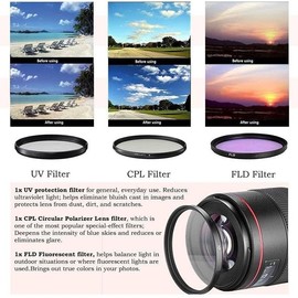for Sony PZ 18-105mm F4 G OSS HD 72MM Multi-Coated Lens Filter Kit UV/FLD/CPL 72MM Filter Thread Size