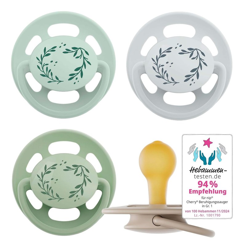 nip Cherry Green Eco Dummy Size 1 from Birth, Pack