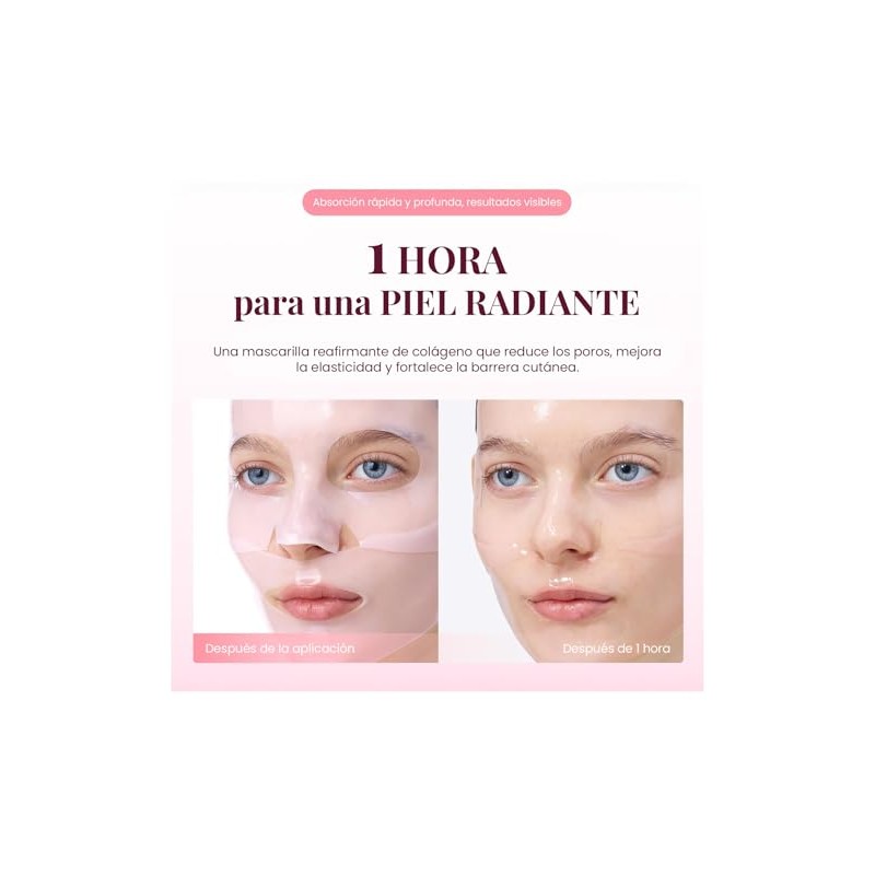 EQQUALBERRY Mascarilla Facial en Lámina Colágeno PDRN Péptidos