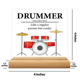 Drummer Gifts for Men Women Funny Drum Decor for Drum Room Best Gifts for Drummers Birthday Gifts for Drummers Men Drum Lover Acrylic Sign 4 x 4 inches