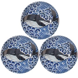 Minoru Touki Mino Ware Shiranami Whale 100 Plates 3-Piece Set