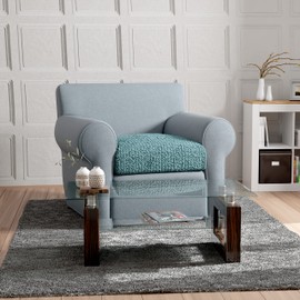 PAULATO BY GA.I.CO. Couch Cushion Cover - Sofa Cushion Cover - T-Cushion & Box-Cushion Slipcover - Replacement Furniture Protector - Stretch Seating Covers - Teal (Seat or Back Cushion)