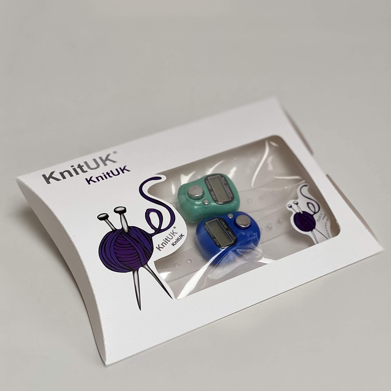 KnitUK Tally Counter - LCD (Finger-Held). Pack of 2. Blue