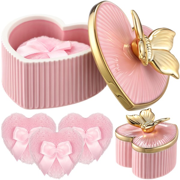 Honeydak 4 Pcs Body Powder Puff and Container 3.15 Inch