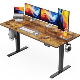 ErGear Electric Standing Desk, 55 x 28 inch Height Adjustable Sit Stand Up Desk, Computer Home Office Desk with 4 Memory Height Buttons, Two Pieces Desktop, Vintage Brown, EGESD110V