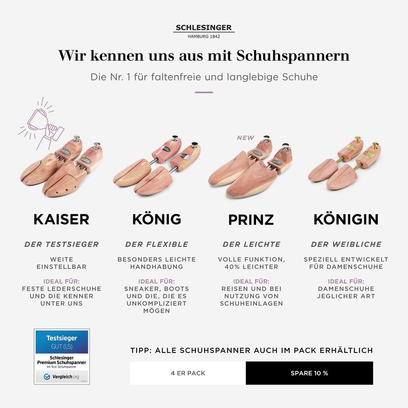 Schlesinger Premium Women's Shoe Tree Made of Fine Cedar Wood