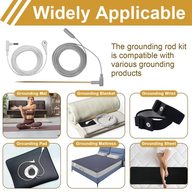 Copper Grounding Rod Kit with 40ft Grounding Wire & Alligator