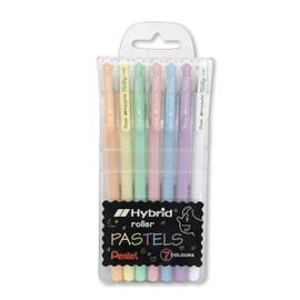 Pentel Hybrid Milky 0.8 Medium Nib Wallet of 7 Assorted Colours (K108-7)