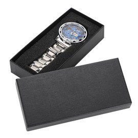 Fashion Waterproof Men Round Dial Hollow Automatic Wristwatch Mechanical Watch(Blue Surface Silver )
