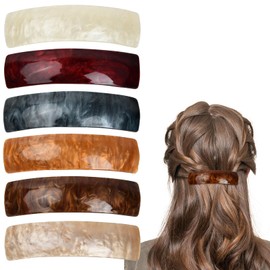 Duronge Set of 6 Hair Clips Automatic Large Classic Hair Clips French Vintage Hair Accessories for Fine and Medium Thick Hair (Amber)