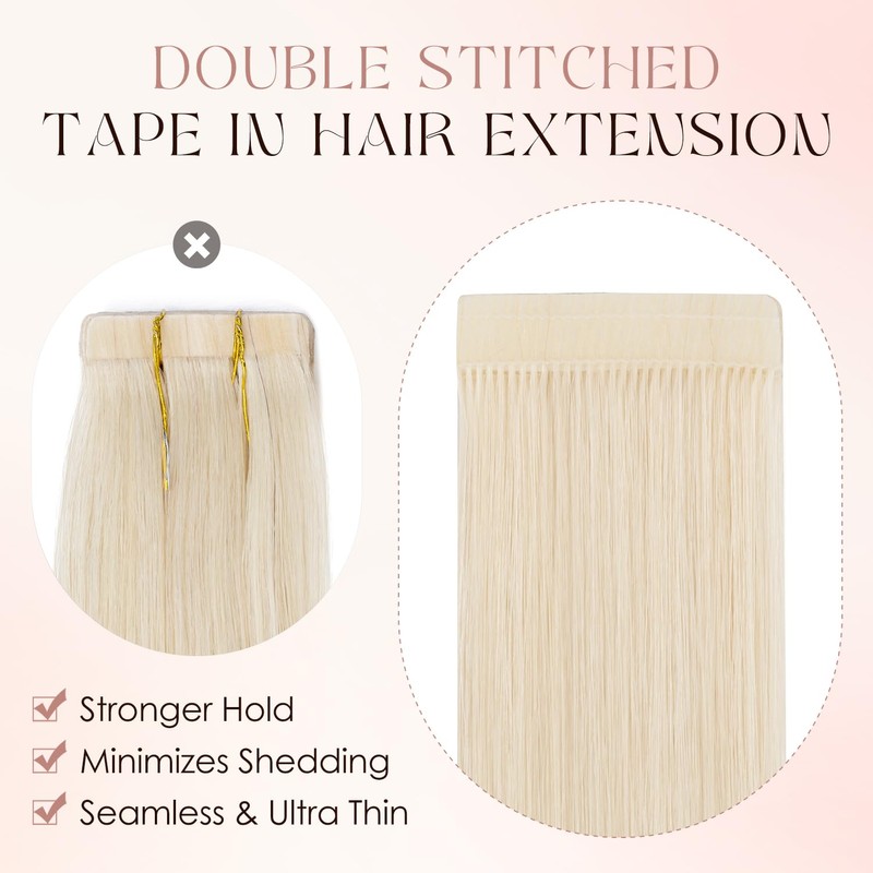 Human Hair Tape in Extensions-Double Stitched,SLEEKALON Free-cut Mini Tape ins