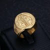 Generic Carved St Benedict Signet Ring for Men ,14K Gold