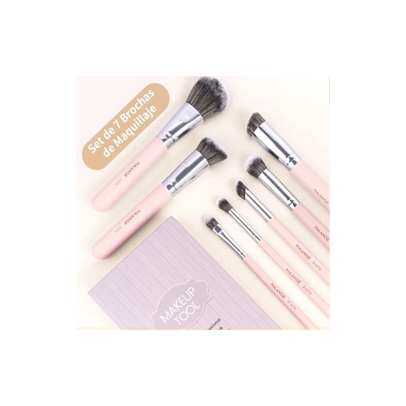 MAANGE 7 Pcs Brochas para Maquillaje con Estuche Set de