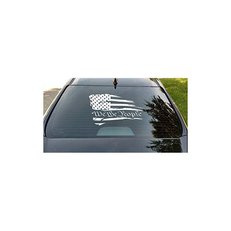 We The People Distressed American Flag Vehicle Vinyl Decal Window
