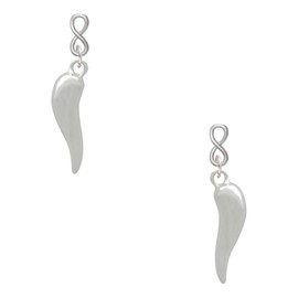 Delight Jewelry Silvertone Good Luck Italian Horn Silvertone Infinity Post Earrings