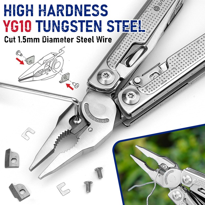 BIBURY Multitools, Upgraded Multi Tool Foldable Pliers with T-Shank Tool,