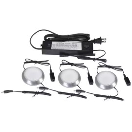 Good Earth 3-Pack 2.75in. LED Plug-In Puck Light Under Cabinet Lighting Kit - 595 Lumens -