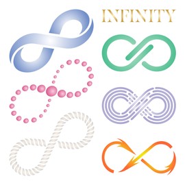 Infinity Stencil, 4.5 x 4.5 pulgadas, 6 símbolos de infinito diferentes