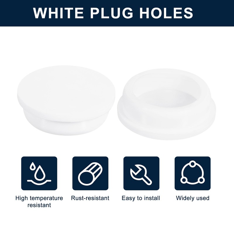sourcing map 2Pcs White Plug Holes, Waterproof Rubber Button Plug