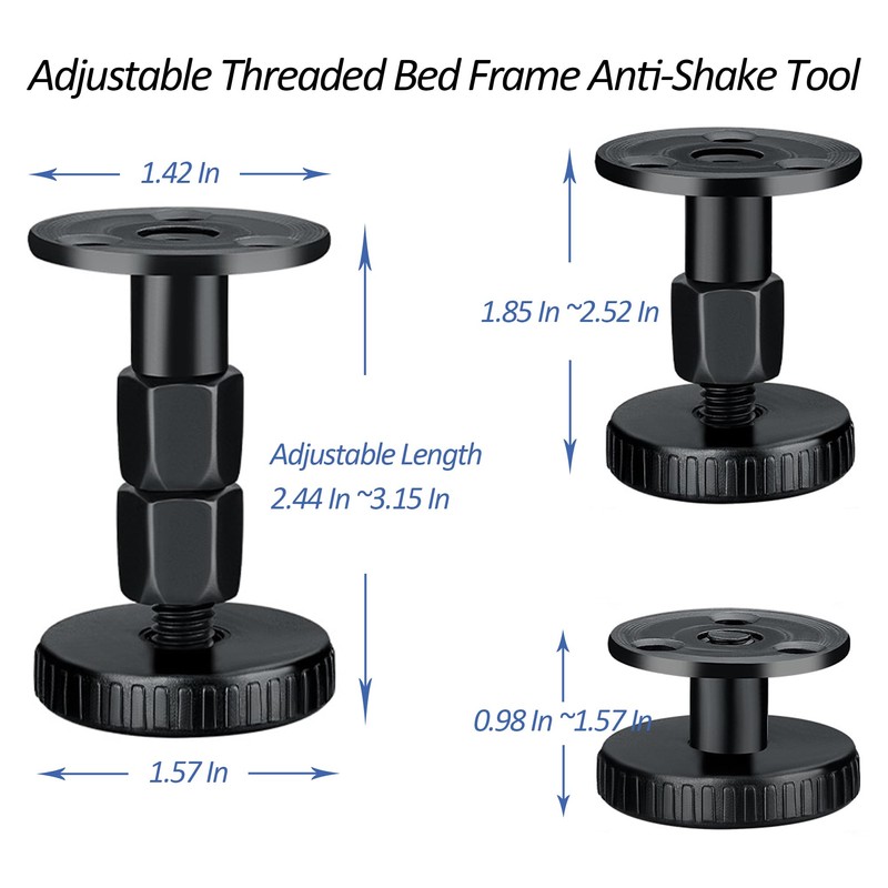 SUYAUU Adjustable Threaded Bed Frame Anti-Shake Tool, 4PCs Headboard Stoppers,
