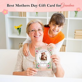 FLYAB Mother's Day Card for Grandma - 5.5"x8" Heartwarming Bear Design Nana Gifts Card from Grandkids with Envelope Grandmother Birthday Celebration